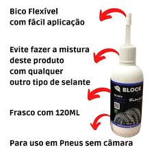 BLOCK BIKE PROFISSIONAL120ML SELANTE PREVENTIVO CONTRA FUROS DE PNEU